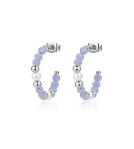 Orecchini donna gioielli Sagapò Glint in acciaio, vetro blu sgi23