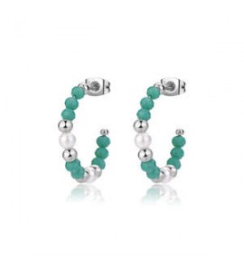 Orecchini donna gioielli Sagapò Glint in acciaio, vetro verde sgi22