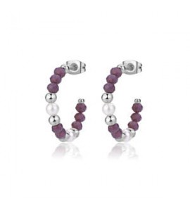 Orecchini donna gioielli Sagapò Glint in acciaio, vetro viola sgi21
