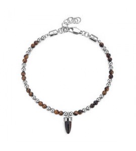 Bracciale Gioielli Brosway Riptide in acciaio con sfere e cornetto in occhio di tigre btd007