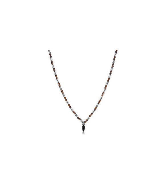 Collana Gioielli Brosway Riptide in acciaio con sfere e cornetto in occhio di tigre btd003
