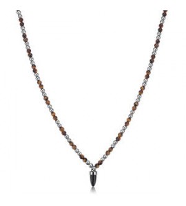 Collana Gioielli Brosway Riptide in acciaio con sfere e cornetto in occhio di tigre btd003