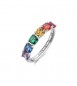 Anello Gioielli Fancy by Brosway in argento 5 zirconi cushion multicolore misura 16 fjr07d