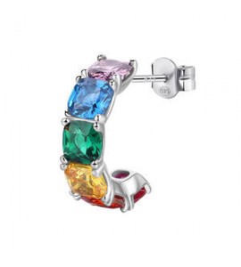 Mono Orecchino Cerchietto Gioielli Fancy by Brosway in argento zircone cushion multicolore fjr06