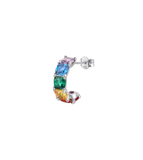 Mono Orecchino Cerchietto Gioielli Fancy by Brosway in argento zircone cushion multicolore fjr06