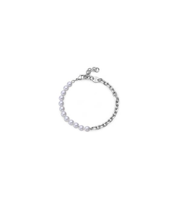 Bracciale Gioielli Sagapò Atlas in acciaio con perle di conchiglia SAT11