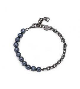 Bracciale Gioielli Sagapò Atlas in acciaio pvd gun con perle di conchiglia SAT12