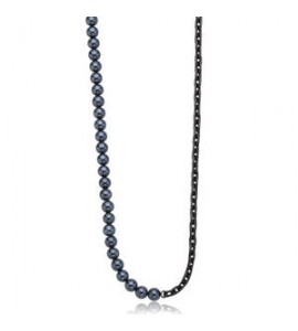 Collana Gioielli Sagapò Atlas in acciaio pvd gun con perle di conchiglia SAT02