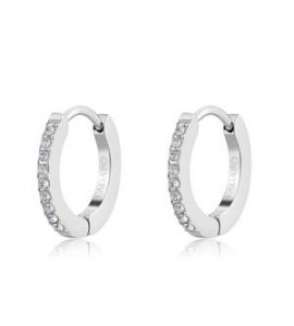 Orecchini Cerchi Gioielli Sagapò Dazzly in acciaio con cristalli chiaro sdz116