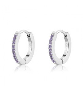 Orecchini Cerchi Gioielli Sagapò Dazzly in acciaio con cristalli violet sdz117