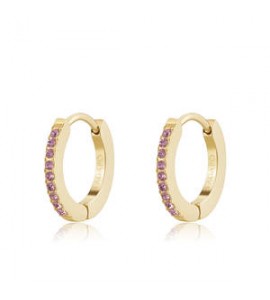 Orecchini Cerchi Gioielli Sagapò Dazzly in acciaio dorato con cristalli rosa sdz122