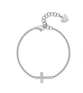Bracciale Donna Gioielli Sagapò Dazzly in acciaio con croce con cristalli bianchi sdz74