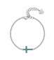 Bracciale Donna Gioielli Sagapò Dazzly in acciaio con croce con cristalli smeraldo sdz75