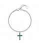 Bracciale Donna Gioielli Sagapò Dazzly in acciaio con croce con cristalli verdi sdz79