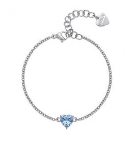 Bracciale Donna Gioielli Sagapò Dazzly in acciaio con cuore in cristallo acquamarina sdz70
