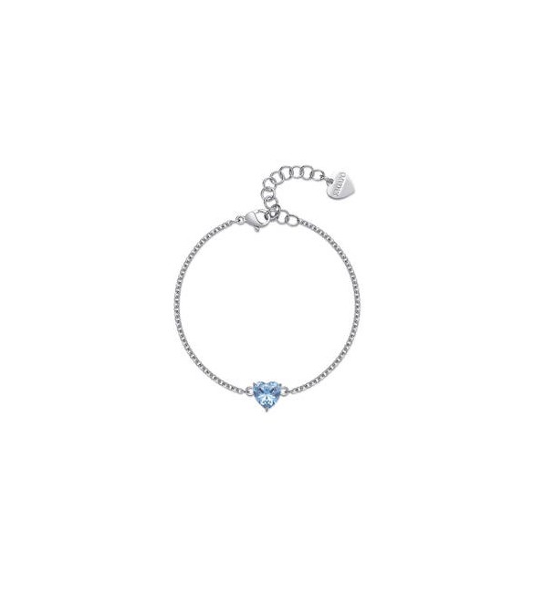 Bracciale Donna Gioielli Sagapò Dazzly in acciaio con cuore in cristallo acquamarina sdz70