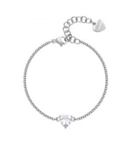 Bracciale Donna Gioielli Sagapò Dazzly in acciaio con cuore in cristallo bianco sdz67