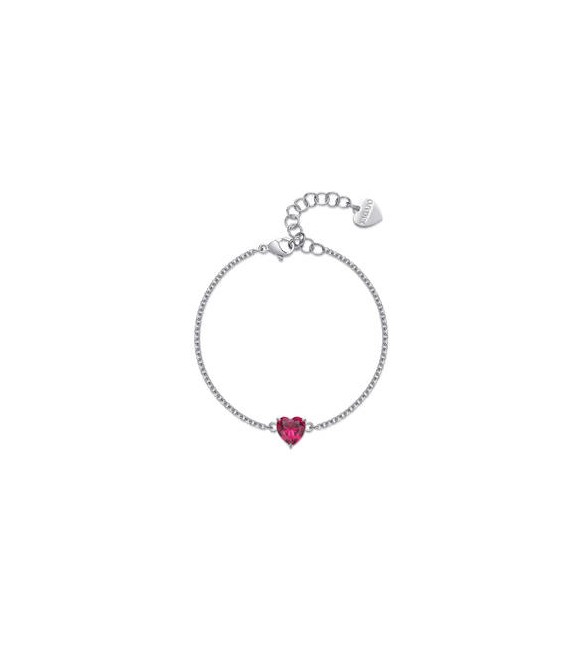 Bracciale Donna Gioielli Sagapò Dazzly in acciaio con cuore in cristallo rosso sdz69