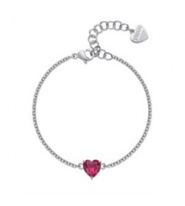 Bracciale Donna Gioielli Sagapò Dazzly in acciaio con cuore in cristallo rosso sdz69