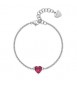 Bracciale Donna Gioielli Sagapò Dazzly in acciaio con cuore in cristallo rosso sdz69