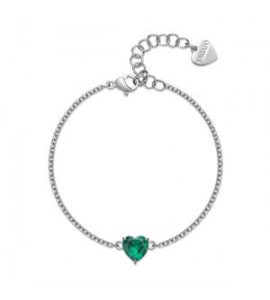 Bracciale Donna Gioielli Sagapò Dazzly in acciaio con cuore in cristallo smeraldo sdz71