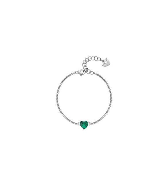 Bracciale Donna Gioielli Sagapò Dazzly in acciaio con cuore in cristallo smeraldo sdz71
