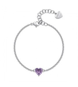 Bracciale Donna Gioielli Sagapò Dazzly in acciaio con cuore in cristallo viola sdz68