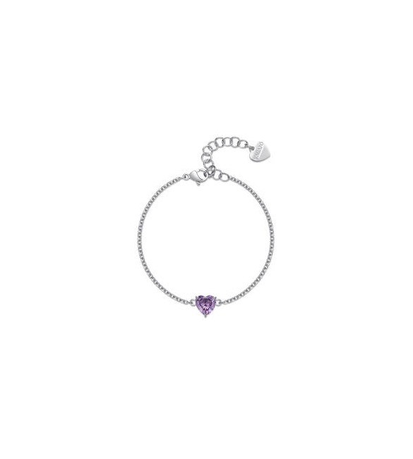 Bracciale Donna Gioielli Sagapò Dazzly in acciaio con cuore in cristallo viola sdz68