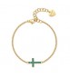 Bracciale Donna Gioielli Sagapò Dazzly in acciaio dorato con croce con cristalli verdi sdz77