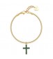 Bracciale Donna Gioielli Sagapò Dazzly in acciaio dorato con croce con cristalli verdi sdz81