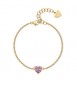 Bracciale Donna Gioielli Sagapò Dazzly in acciaio dorato con cuore in cristallo rosa sdz72