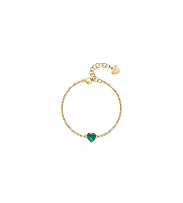 Bracciale Donna Gioielli Sagapò Dazzly in acciaio dorato con cuore in cristallo smeraldo sdz73