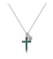 Collana Donna Gioielli Sagapò Dazzly in acciaio con croce e cristalli smeraldo sdz64