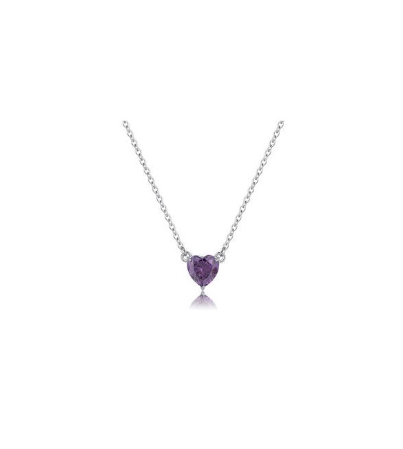 Collana Donna Gioielli Sagapò Dazzly in acciaio con cuore in cristallo viola sdz57