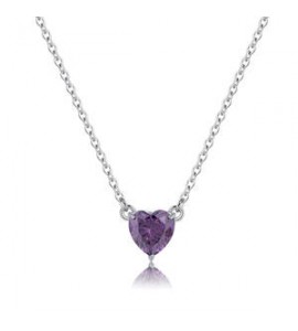 Collana Donna Gioielli Sagapò Dazzly in acciaio con cuore in cristallo viola sdz57