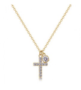 Collana Donna Gioielli Sagapò Dazzly in acciaio dorato con croce e cristalli bianchi sdz65