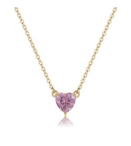 Collana Donna Gioielli Sagapò Dazzly in acciaio dorato con cuore in cristallo rosa sdz61