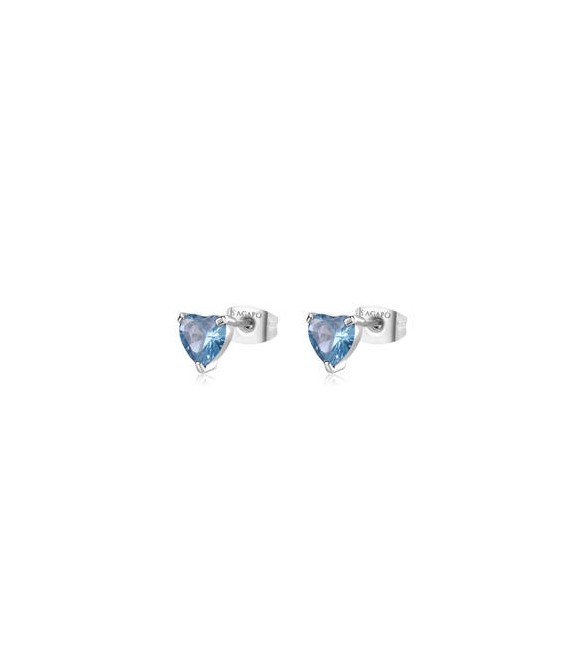 Orecchini Gioielli Sagapò Dazzly in acciaio con cristalli a cuore acquamarina mm 6 sdz98