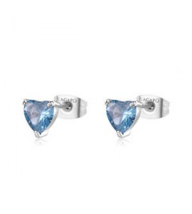 Orecchini Gioielli Sagapò Dazzly in acciaio con cristalli a cuore acquamarina mm 6 sdz98