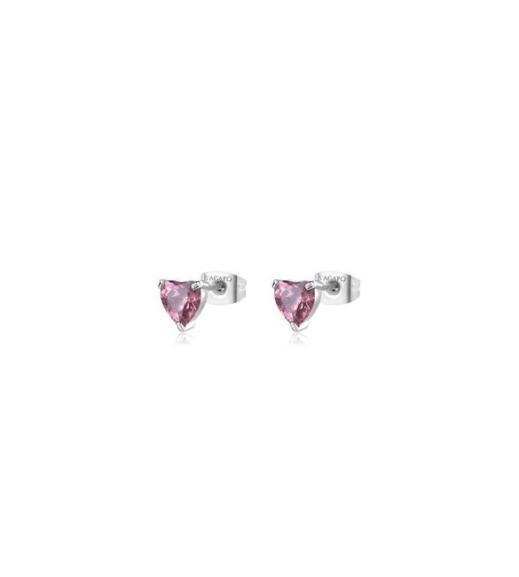 Orecchini Gioielli Sagapò Dazzly in acciaio con cristalli a cuore rosa mm 6 sdz101