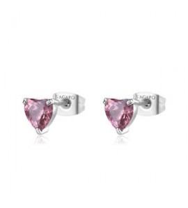 Orecchini Gioielli Sagapò Dazzly in acciaio con cristalli a cuore rosa mm 6 sdz101