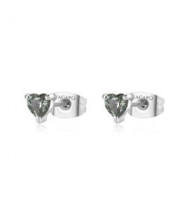 Orecchini Gioielli Sagapò Dazzly in acciaio con cristalli a cuore verde peridoto mm 4 sdz107