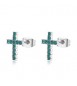 Orecchini Gioielli Sagapò Dazzly in acciaio con croce con cristalli verde smeraldo sdz115