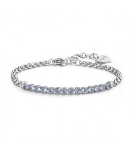 Bracciale Tennis Donna Gioielli Sagapò Dazzly in acciaio con cristalli acquamarina sdz85