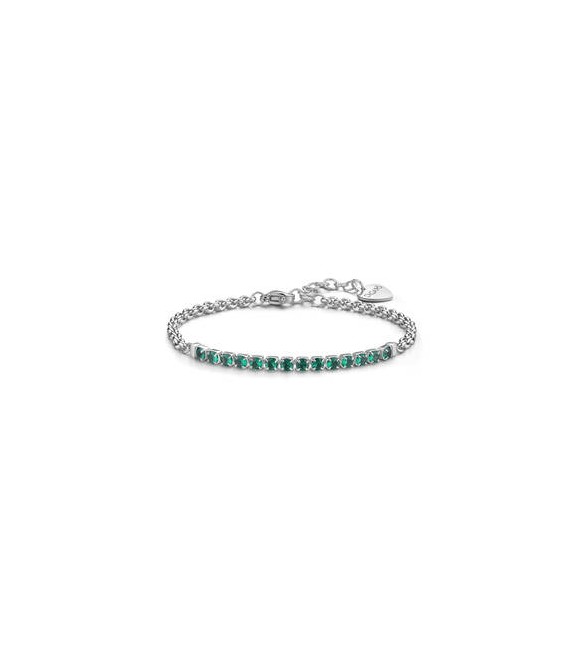 Bracciale Tennis Donna Gioielli Sagapò Dazzly in acciaio con cristalli verde smeraldo sdz86