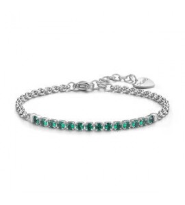 Bracciale Tennis Donna Gioielli Sagapò Dazzly in acciaio con cristalli verde smeraldo sdz86