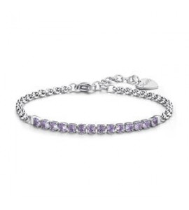 Bracciale Tennis Donna Gioielli Sagapò Dazzly in acciaio con cristalli viola sdz83