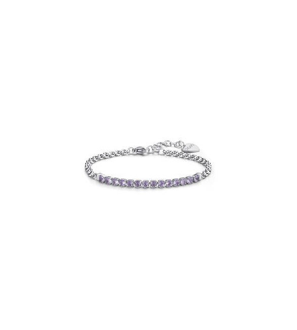 Bracciale Tennis Donna Gioielli Sagapò Dazzly in acciaio con cristalli viola sdz83