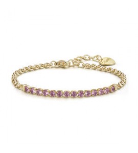 Bracciale Tennis Donna Gioielli Sagapò Dazzly in acciaio dorato con cristalli rosa sdz87