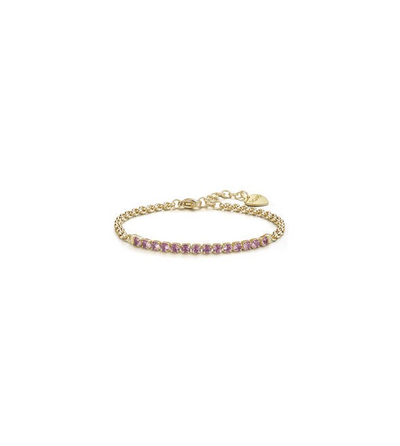 Bracciale Tennis Donna Gioielli Sagapò Dazzly in acciaio dorato con cristalli rosa sdz87